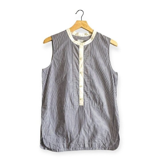 Vince Sleeveless Stripe Poplin Top, Size 6, Blue/white stripes, New with Tag - Picture 1 of 14